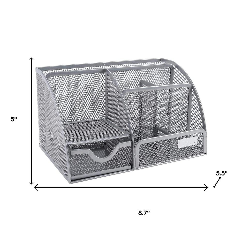 Stylish Silver Gray 6 Compartment Desk Organizer