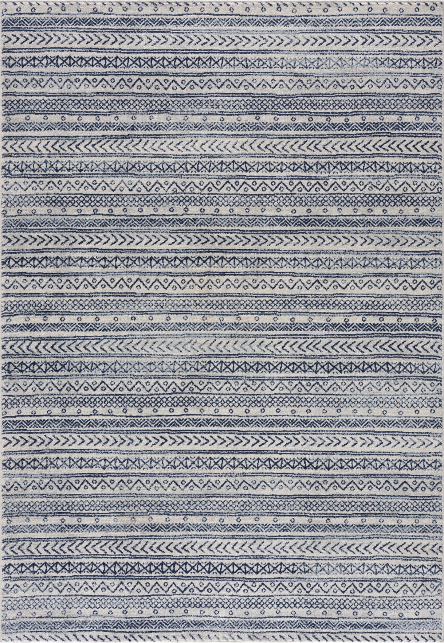 8' X 11' Navy Blue Decorative Stripes Area Rug