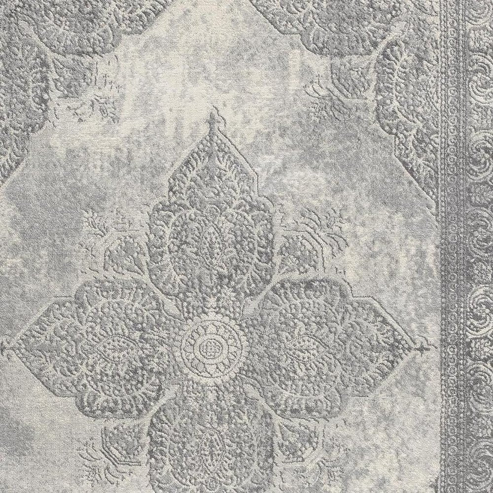2' X 4' Gray Distressed Medallion Area Rug
