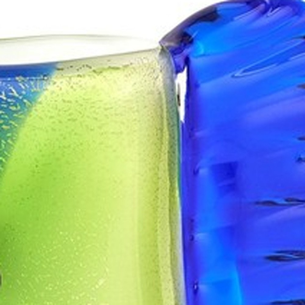 13" Blue and Green Murano Glass Modern Abstract Face Tabletop Sculpture