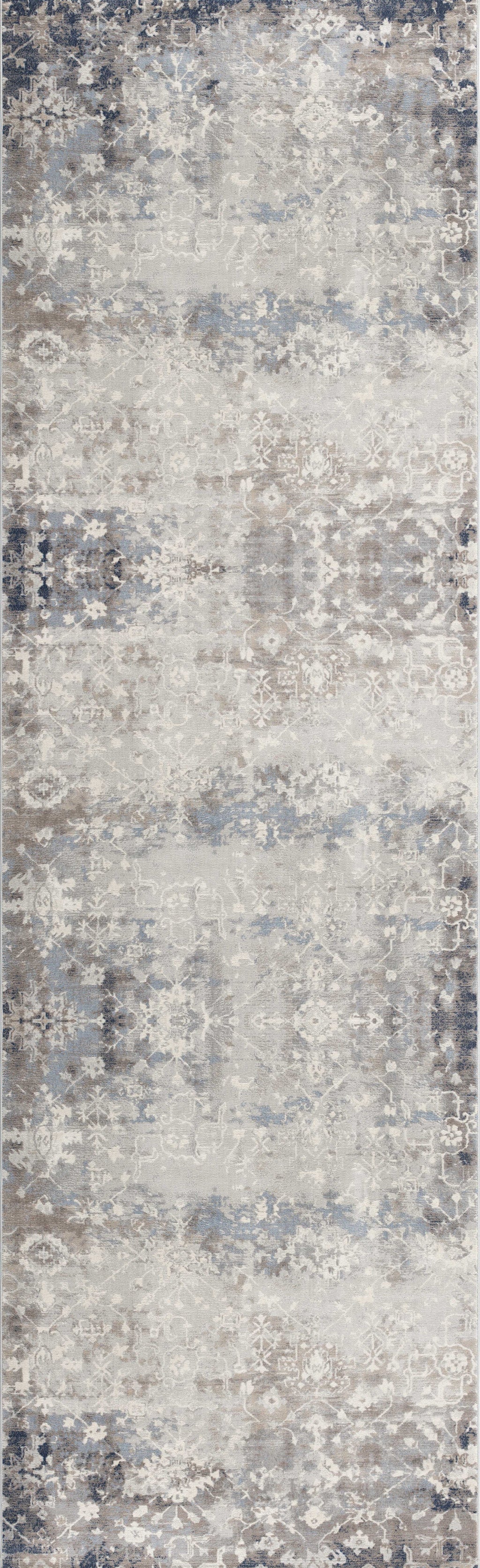 2' X 3' Navy And Beige Distressed Vines Scatter Rug