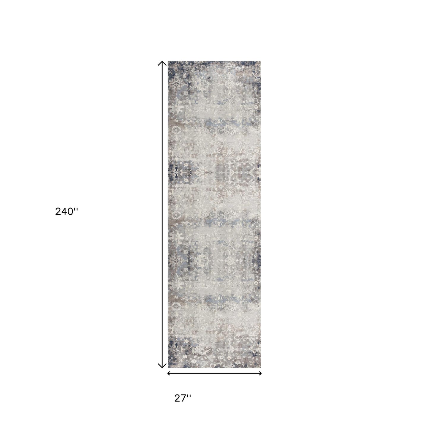2' X 3' Navy And Beige Distressed Vines Scatter Rug