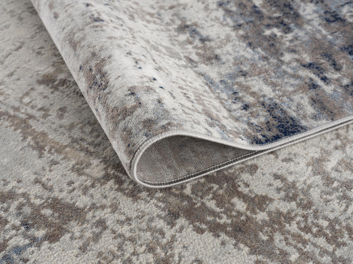2' X 8' Navy Blue Distressed Striations Runner Rug