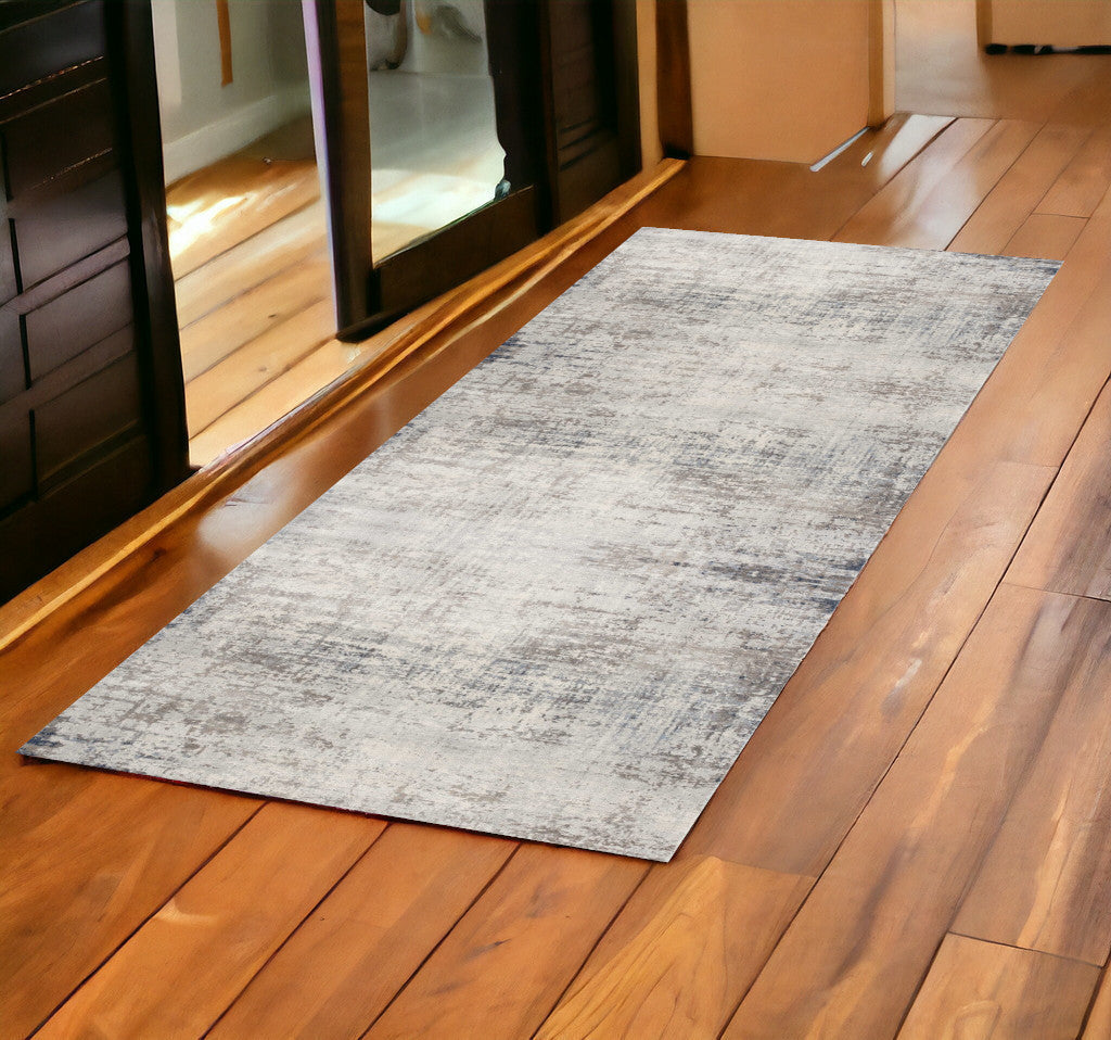 2' X 8' Navy Blue Distressed Striations Runner Rug