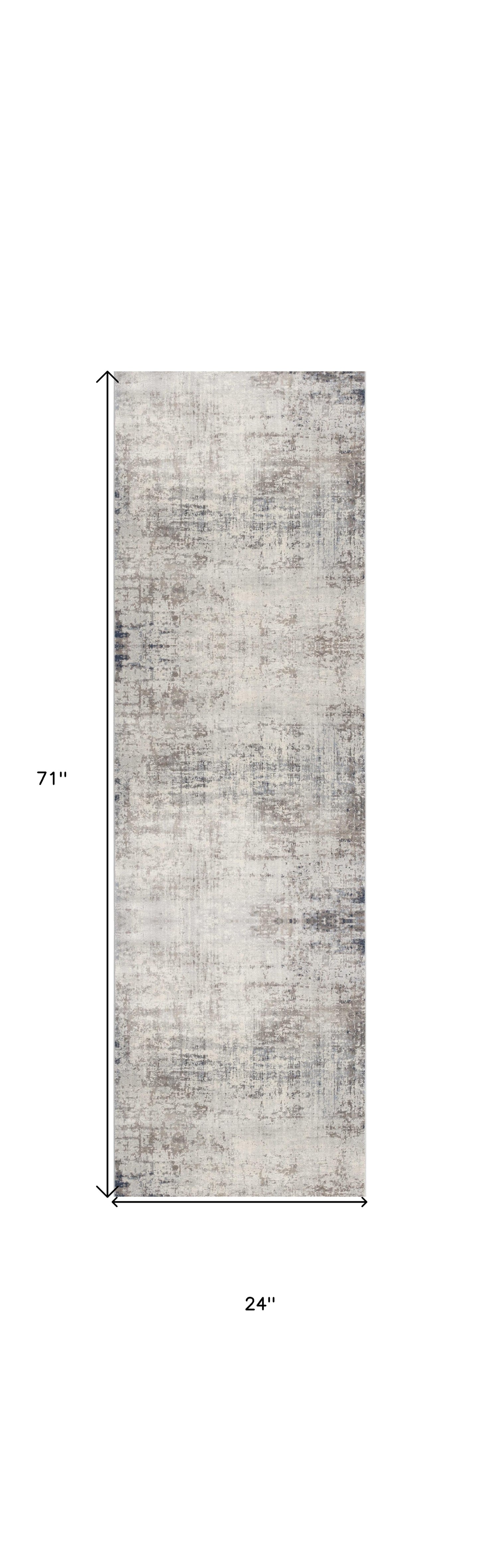 2' X 8' Navy Blue Distressed Striations Runner Rug