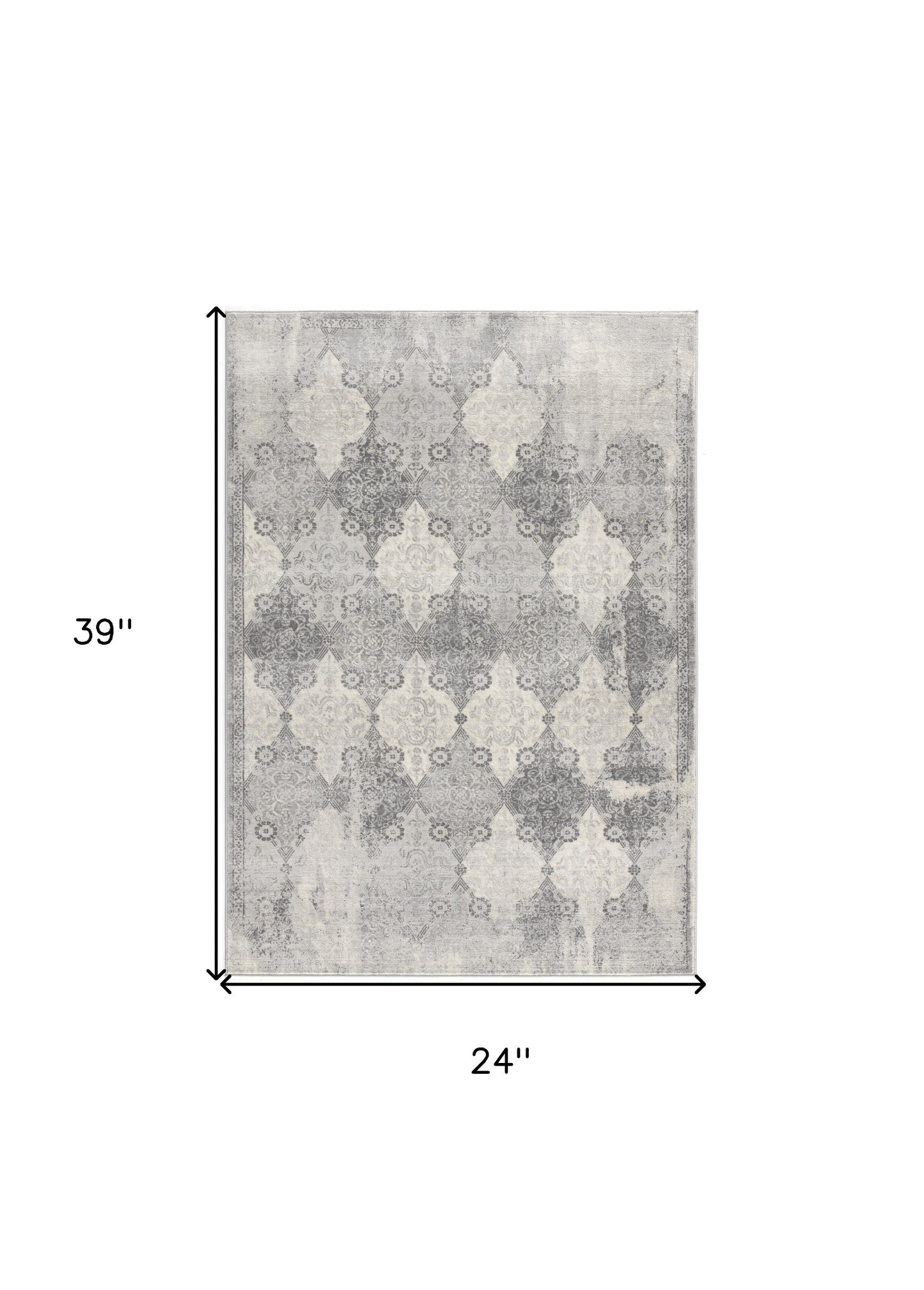 8' X 11' Gray Distressed Trellis Pattern Area Rug