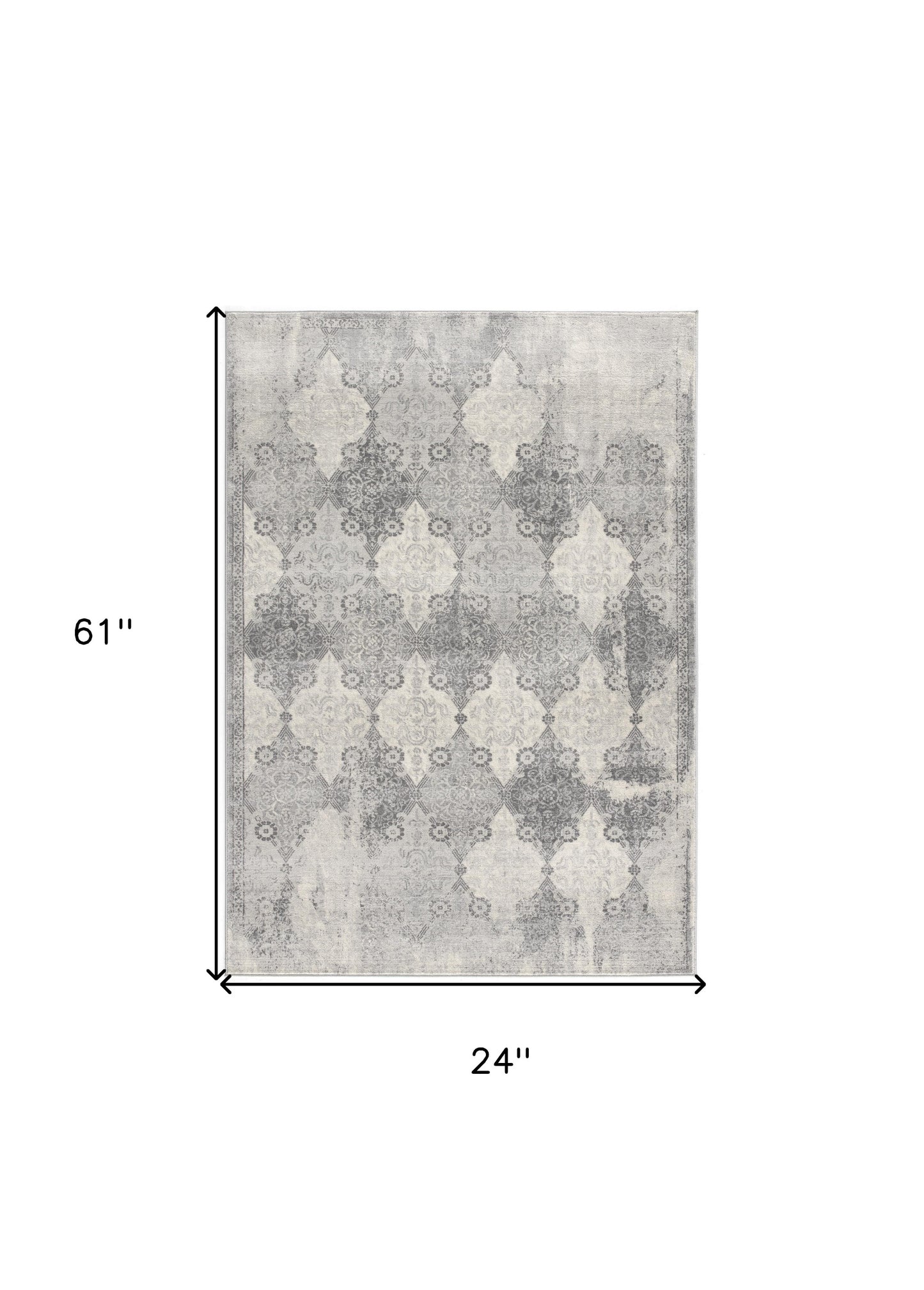 8' X 11' Gray Distressed Trellis Pattern Area Rug