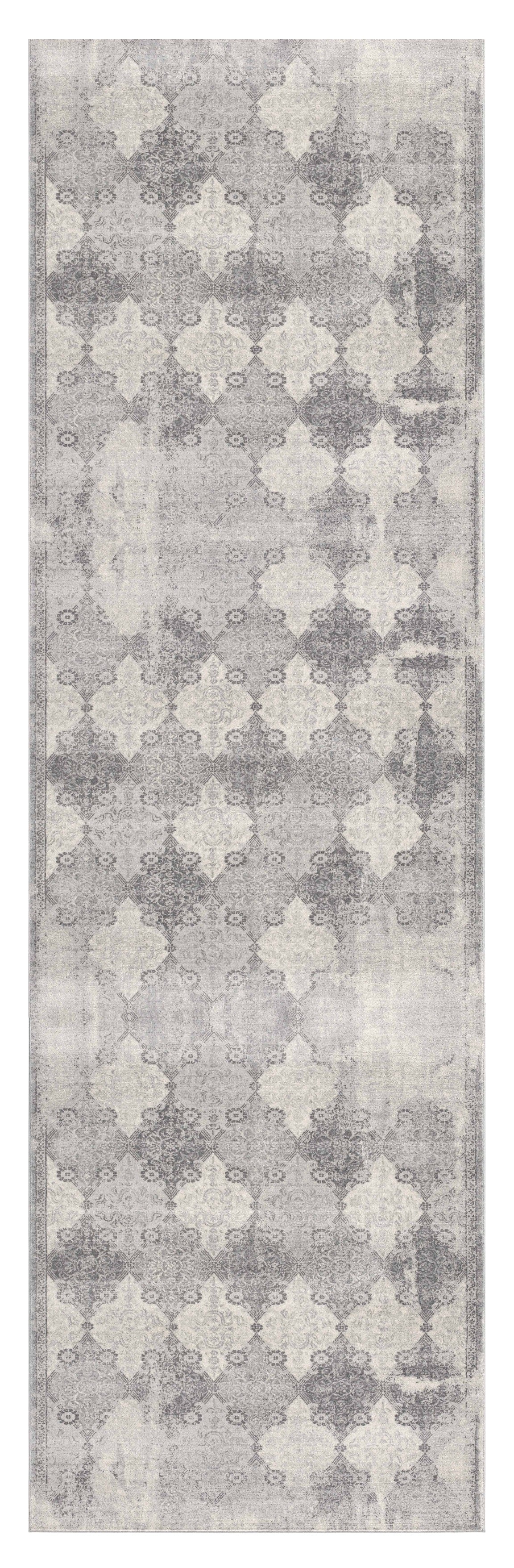 8' X 11' Gray Distressed Trellis Pattern Area Rug
