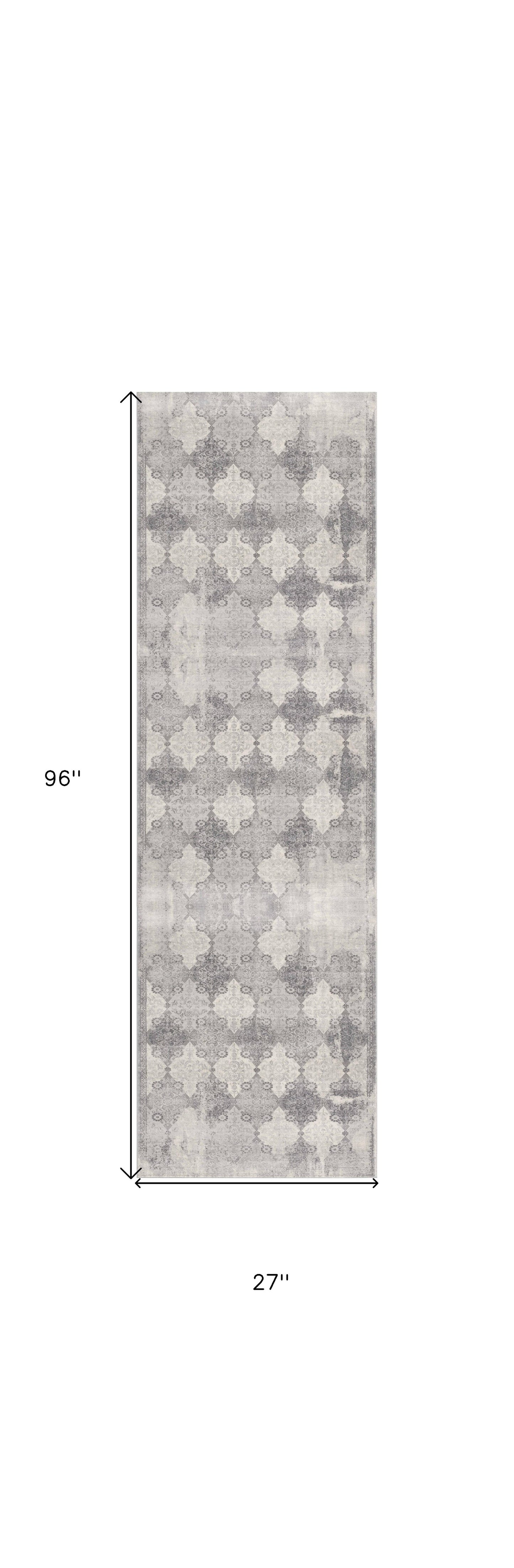 8' X 11' Gray Distressed Trellis Pattern Area Rug