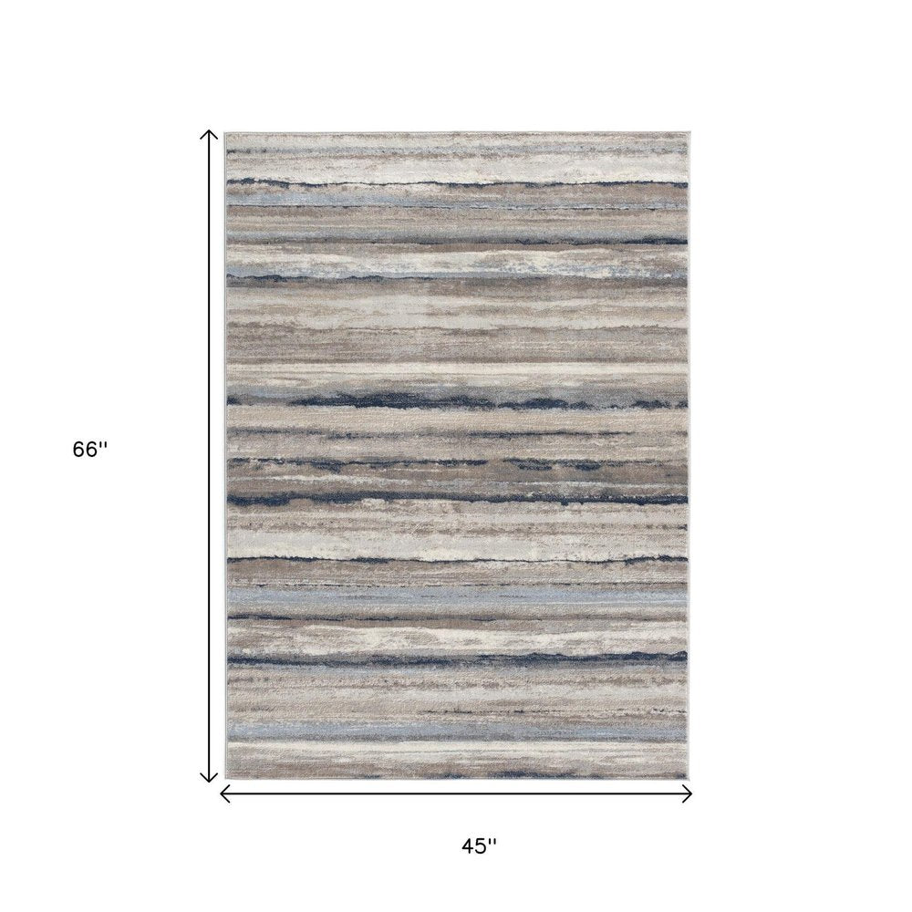 2' X 5' Blue Striped Area Rug