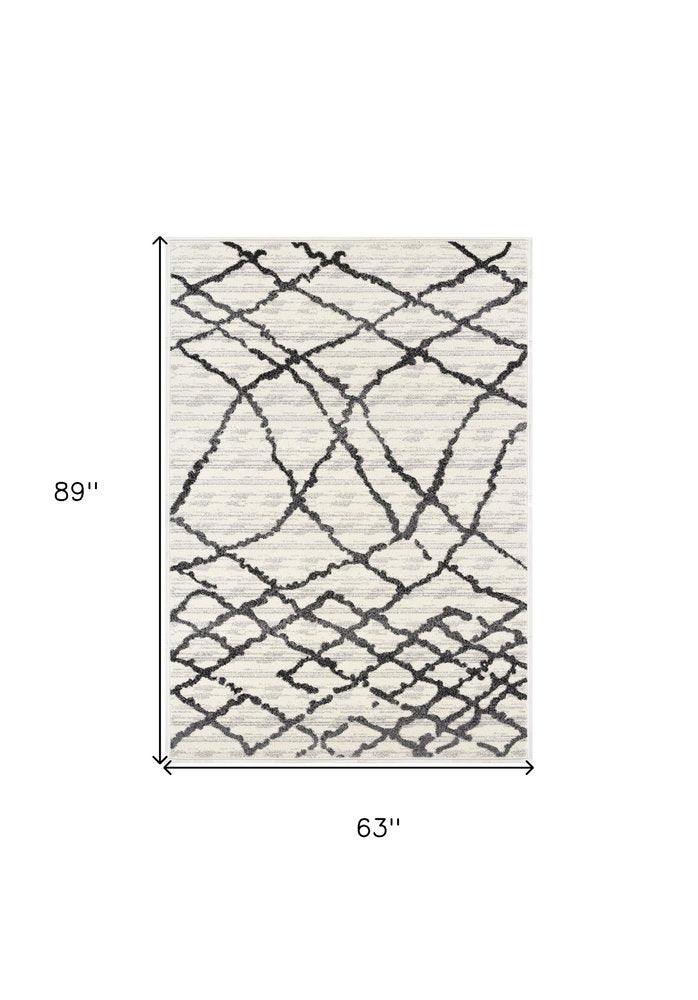 5' X 8' Gray And Black Modern Abstract Area Rug