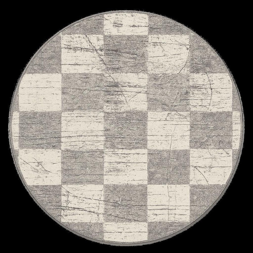 4' X 6' White And Gray Checkered Area Rug