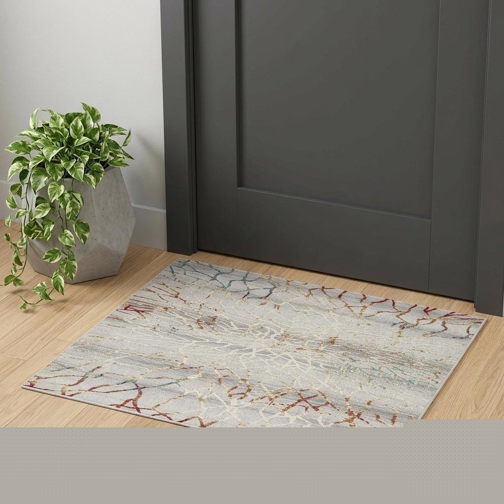 3' X 5' Gold And Ivory Abstract Branches Area Rug