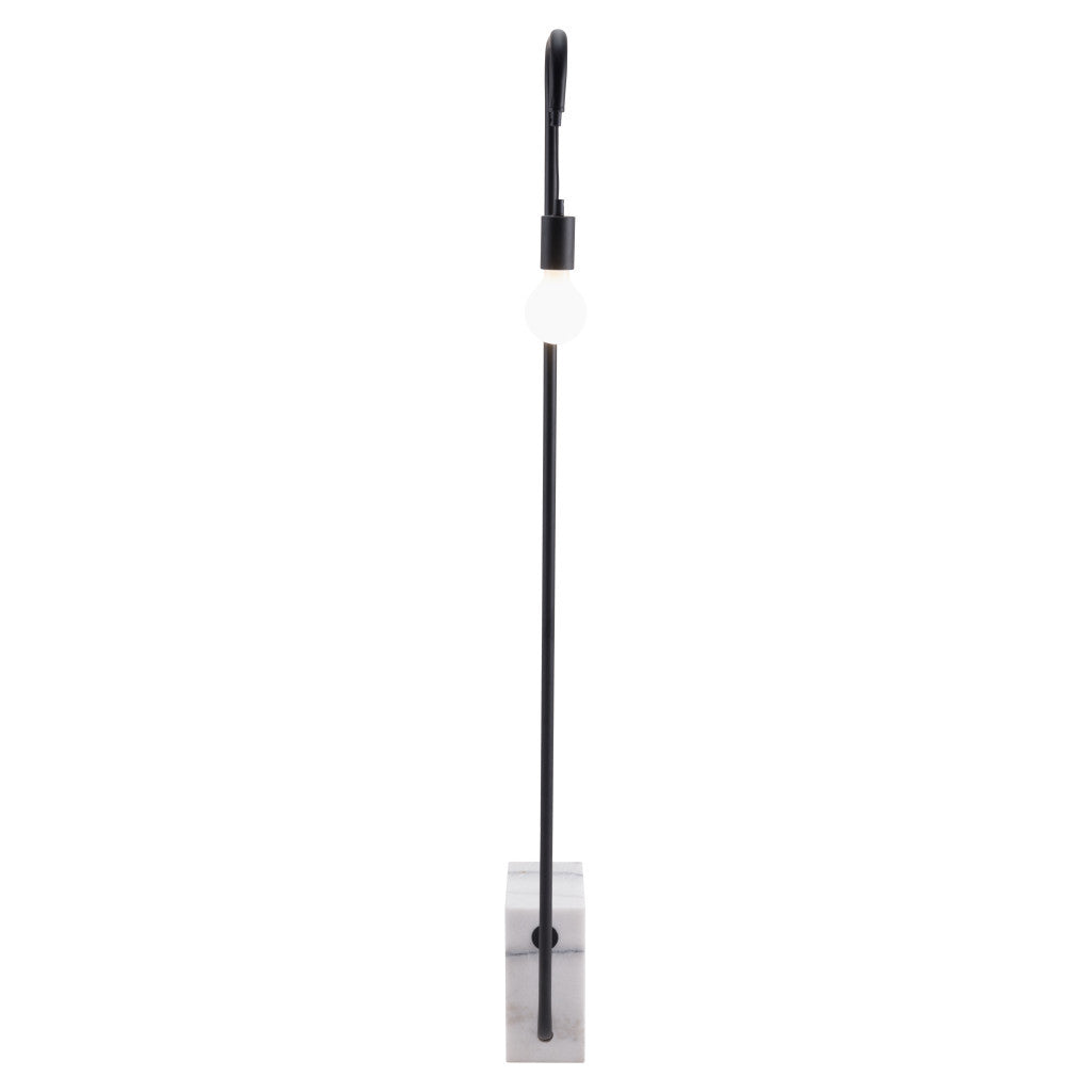 59" Black And White Marble And Steel LED Floor Lamp