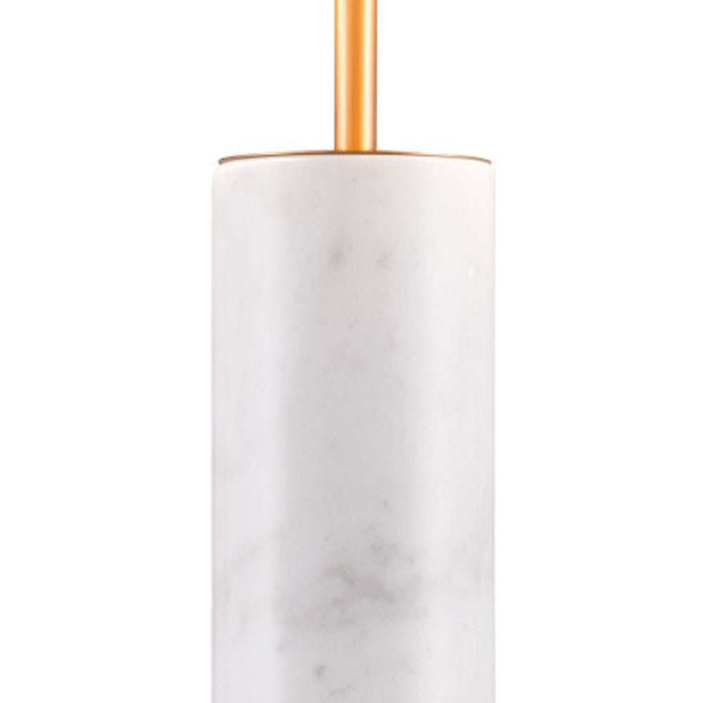 55" White Metal Bedside Table Lamp With Beige Empire Shade