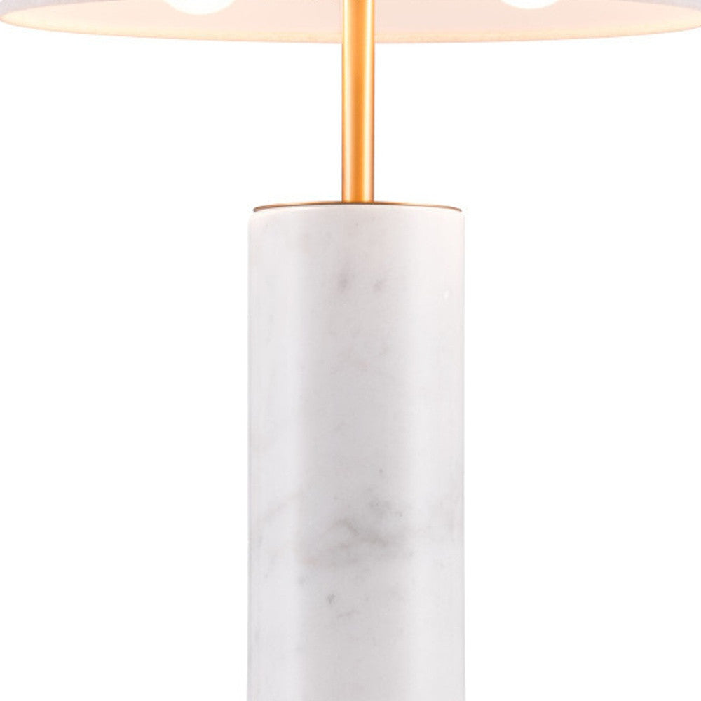 55" White Metal Bedside Table Lamp With Beige Empire Shade