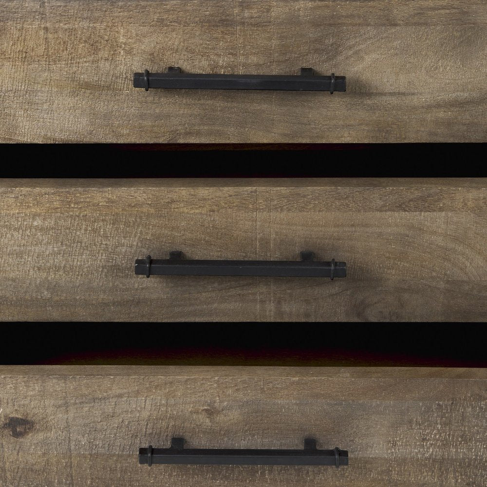 20" Brown and Black Distressed Accent Cabinet With Three Drawers