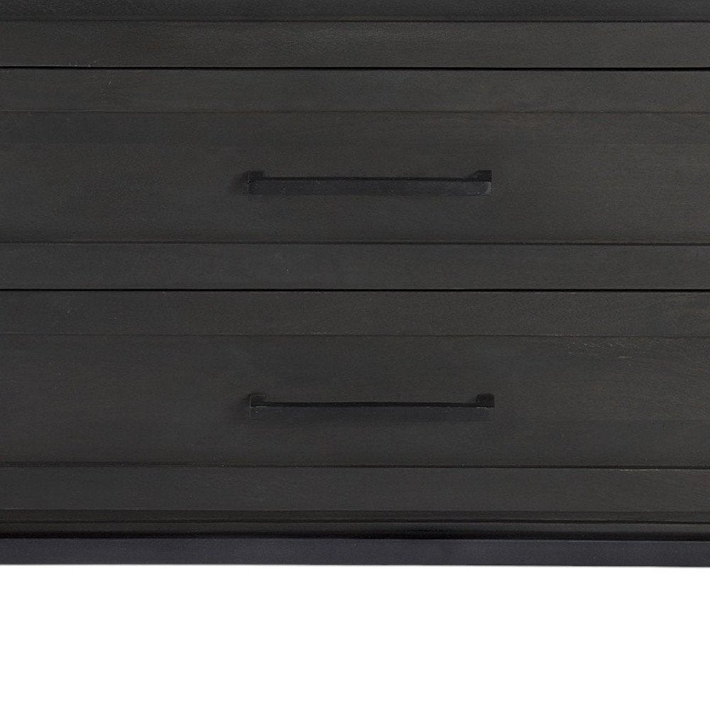 36" Black And White Solid Wood And Marble Three Drawer Dresser