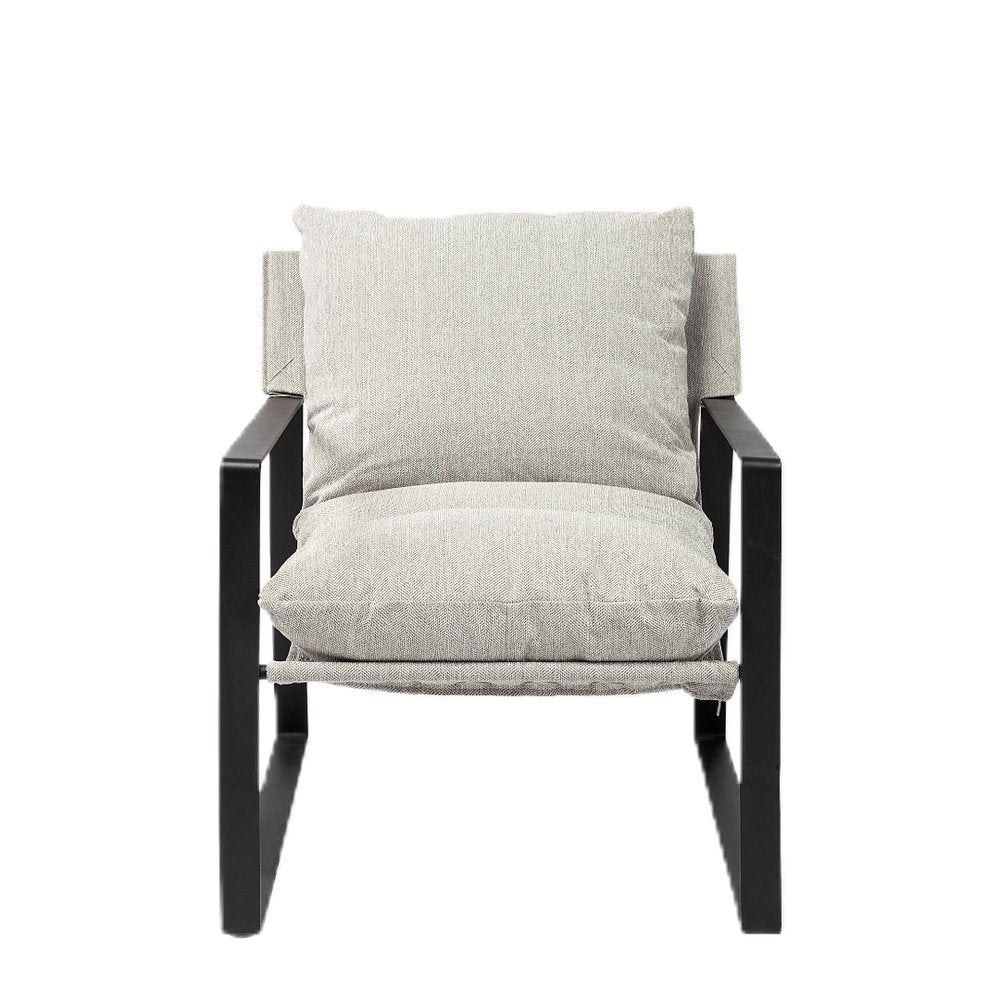 35" Gray and Black Fabric Wingback Chair