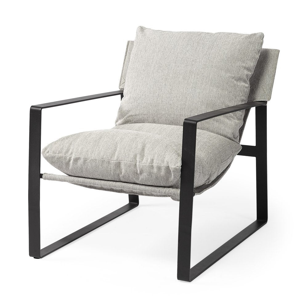 35" Gray and Black Fabric Wingback Chair