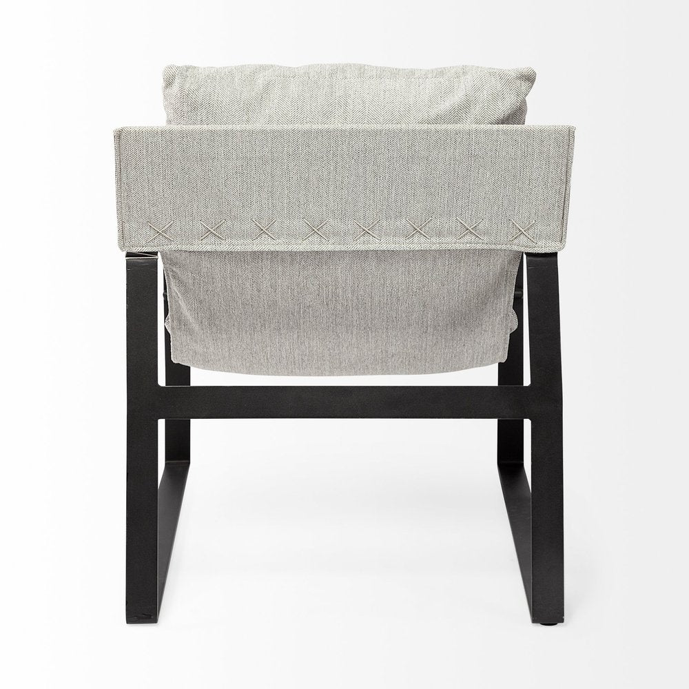35" Gray and Black Fabric Wingback Chair