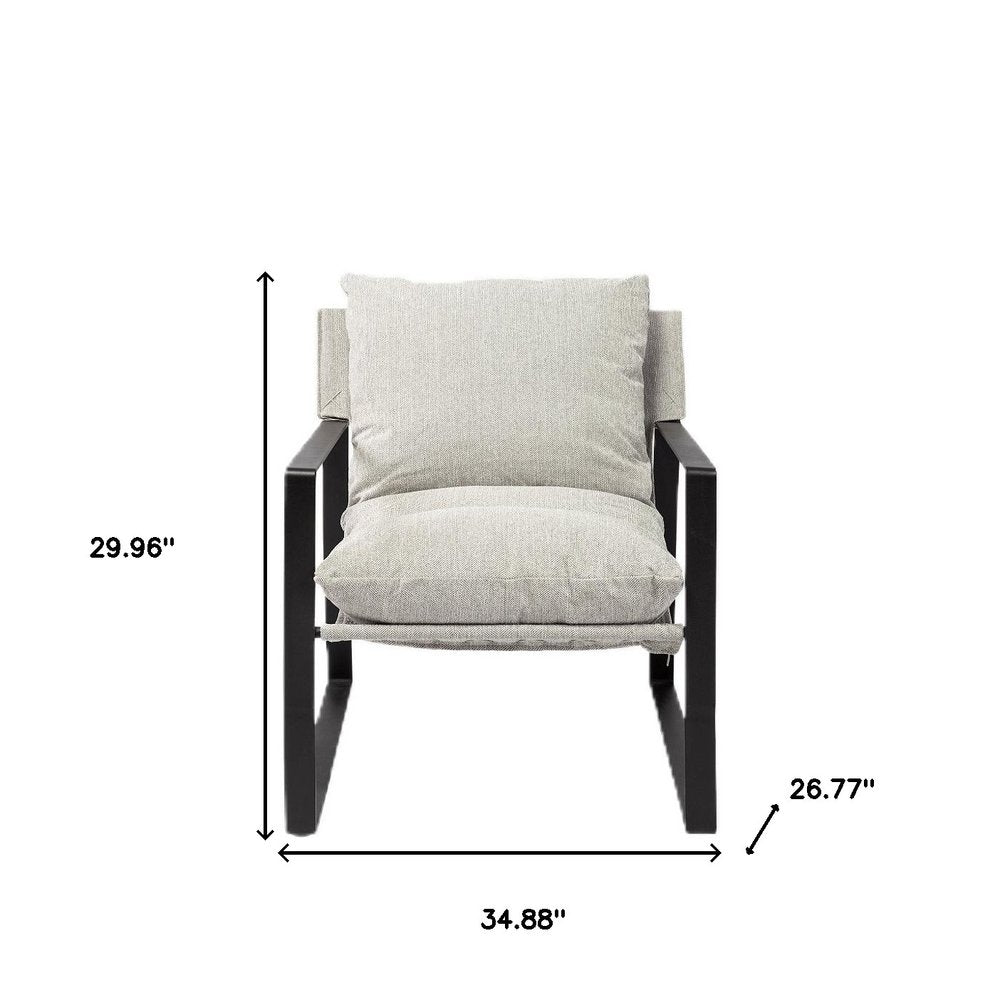 35" Gray and Black Fabric Wingback Chair