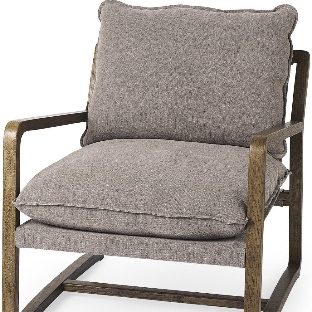 34" Cream and Black Fabric Lounge Chair