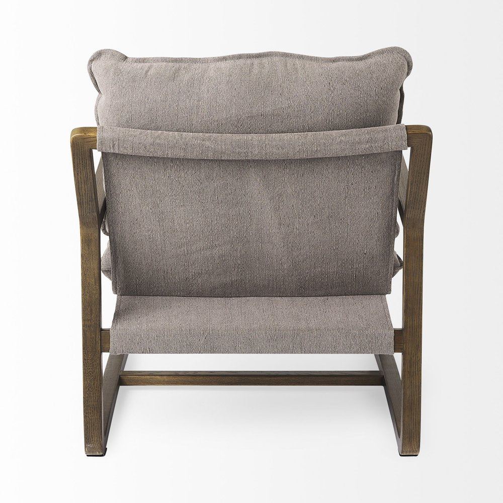 34" Cream and Black Fabric Lounge Chair