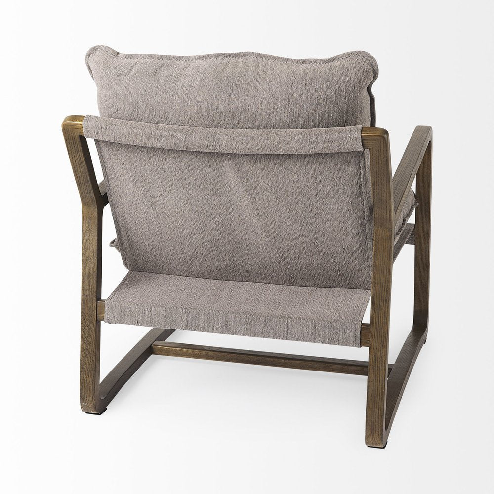 34" Cream and Black Fabric Lounge Chair