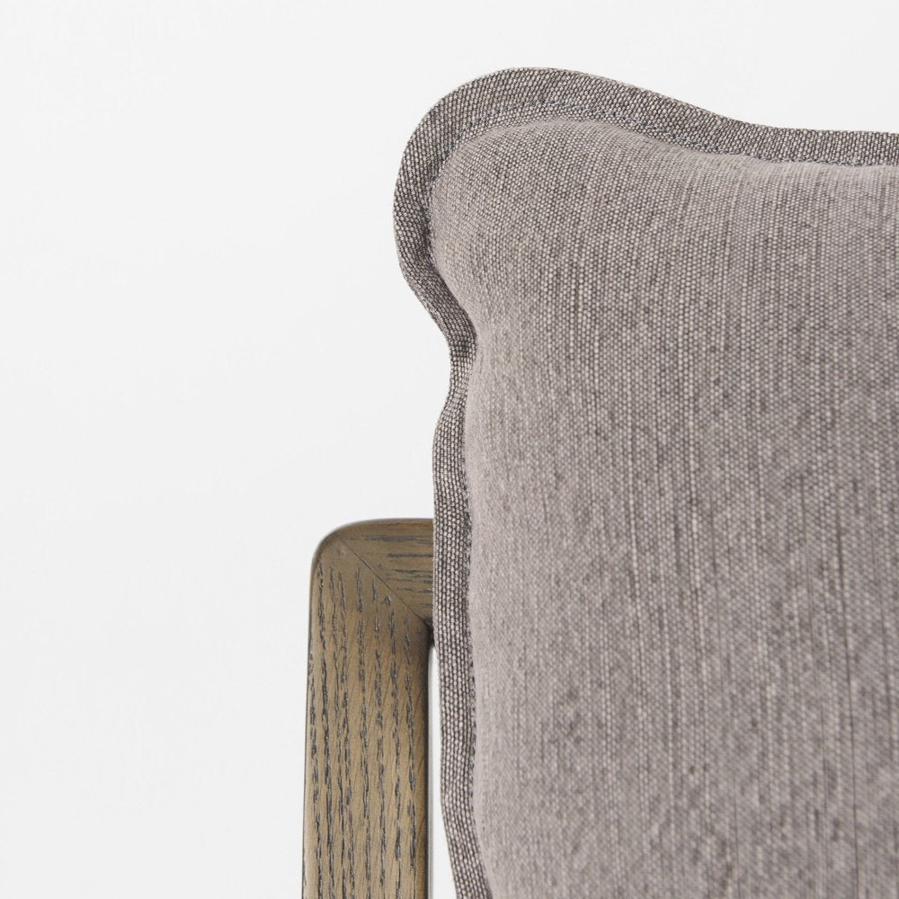 34" Cream and Black Fabric Lounge Chair
