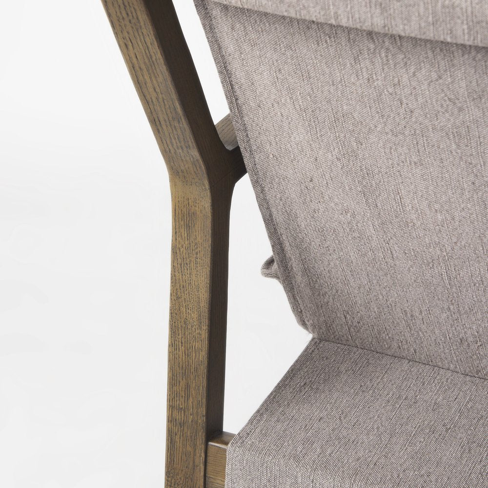 34" Cream and Black Fabric Lounge Chair