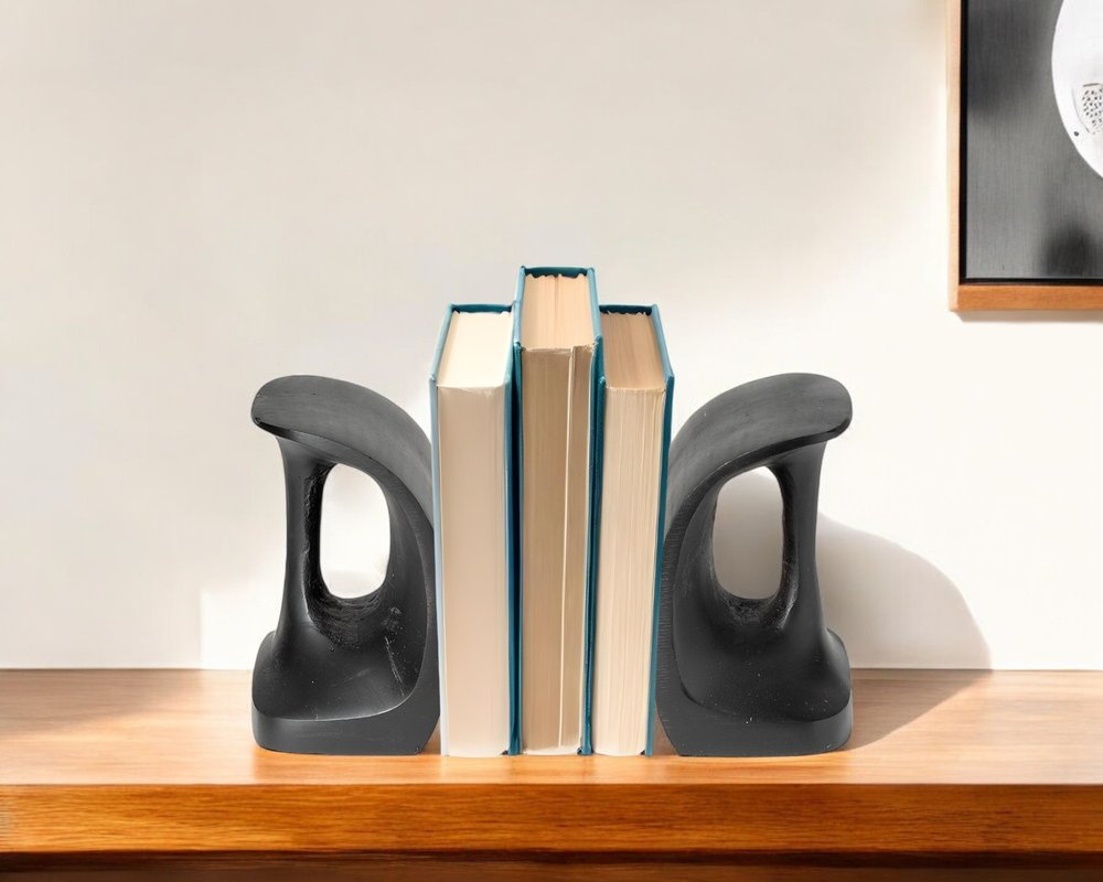 Set of Two 6" Black Metal Decorative Bookends