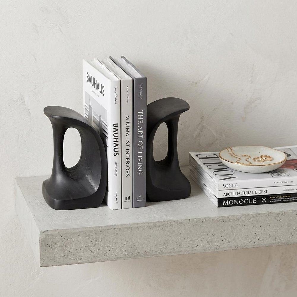 Set of Two 6" Black Metal Decorative Bookends