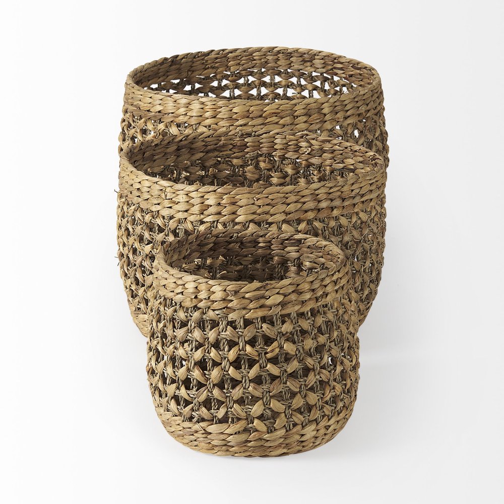 Set of Three Brown Wicker Basket