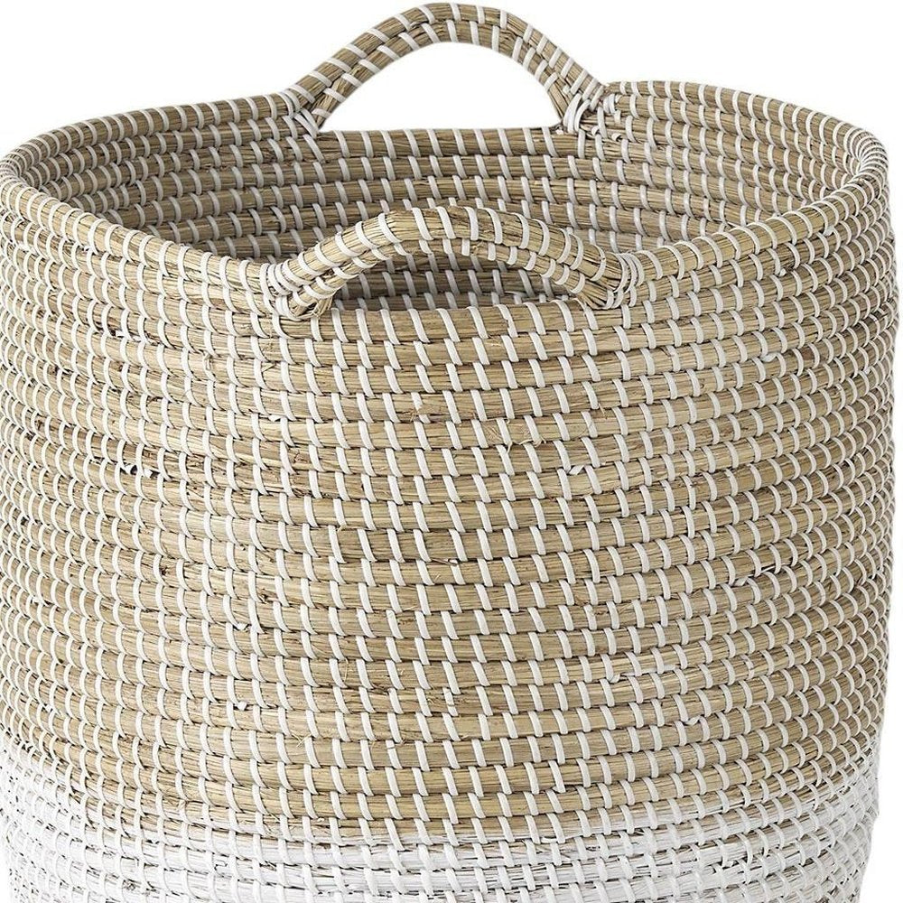 Set of Three Beige And White Wicker Desk Organizer