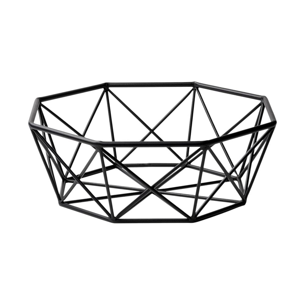 17" Black Metal Geometric Decorative Bowl