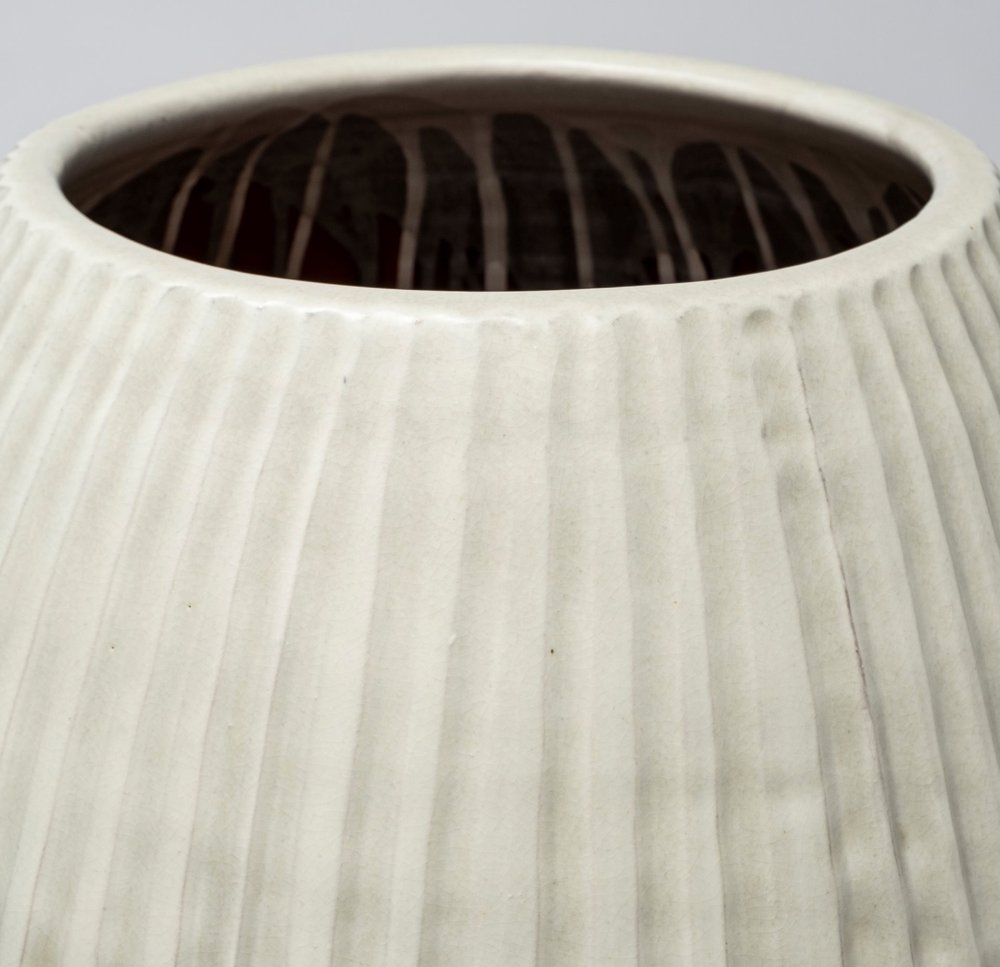 29" White Cylinder Ceramic Floor Vase