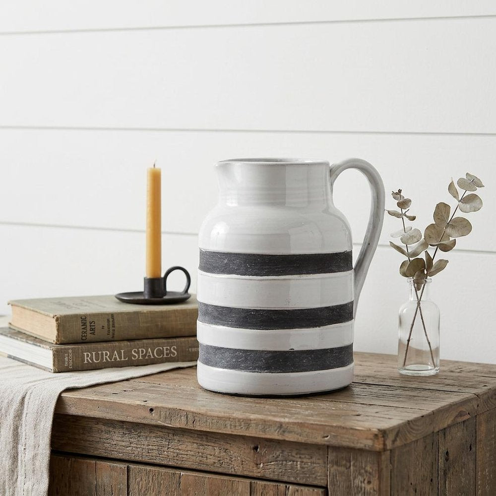 9" Blue And White Cylinder Ceramic Urns Jars