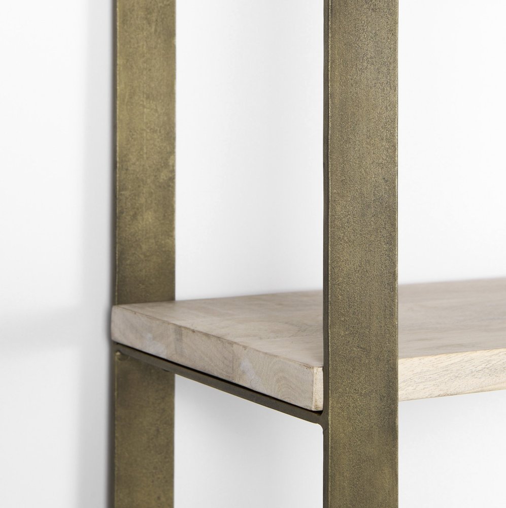 Natural Iron and Solid Wood Six Tier Bookcase