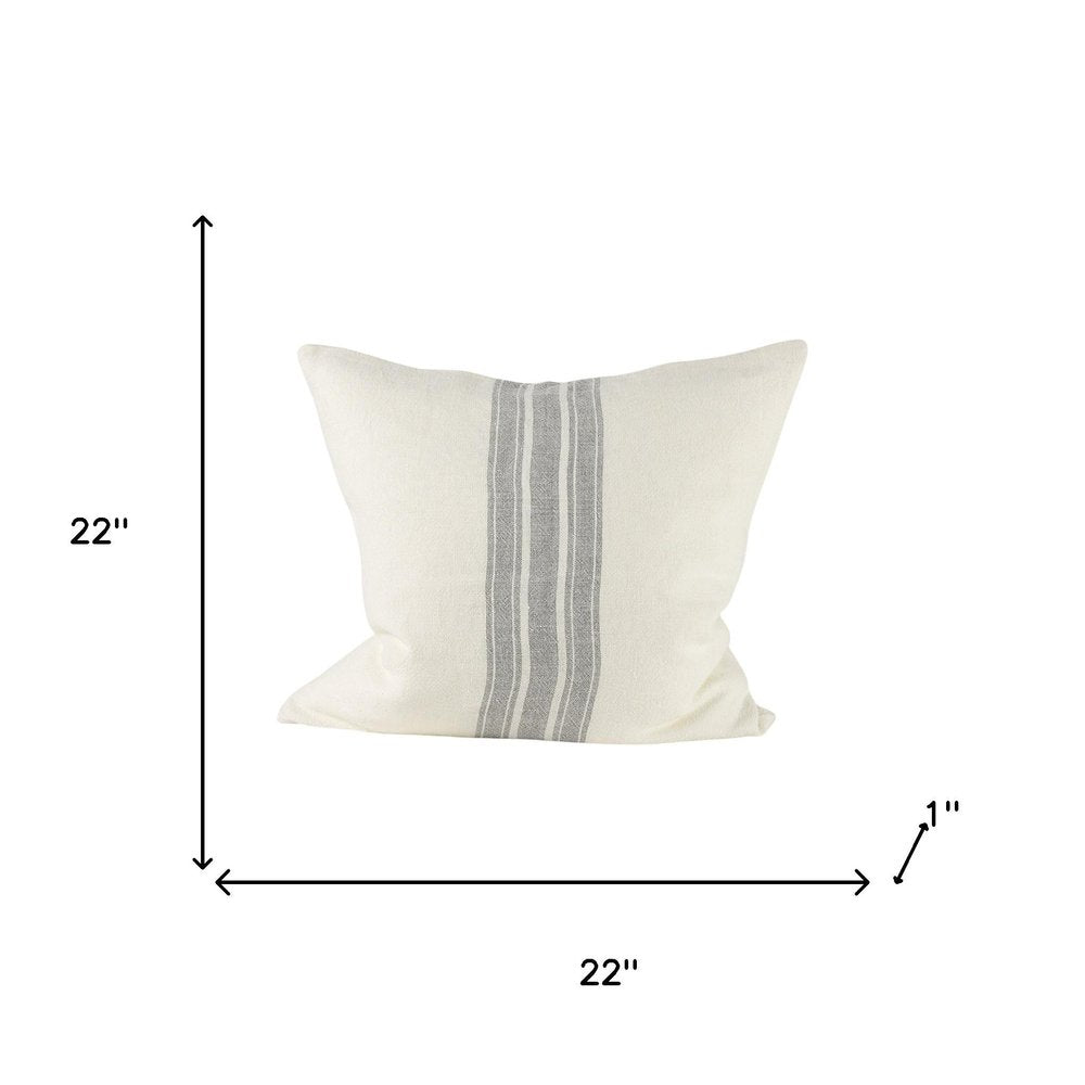 Off White Pillow Cover With Ash Gray Stripes