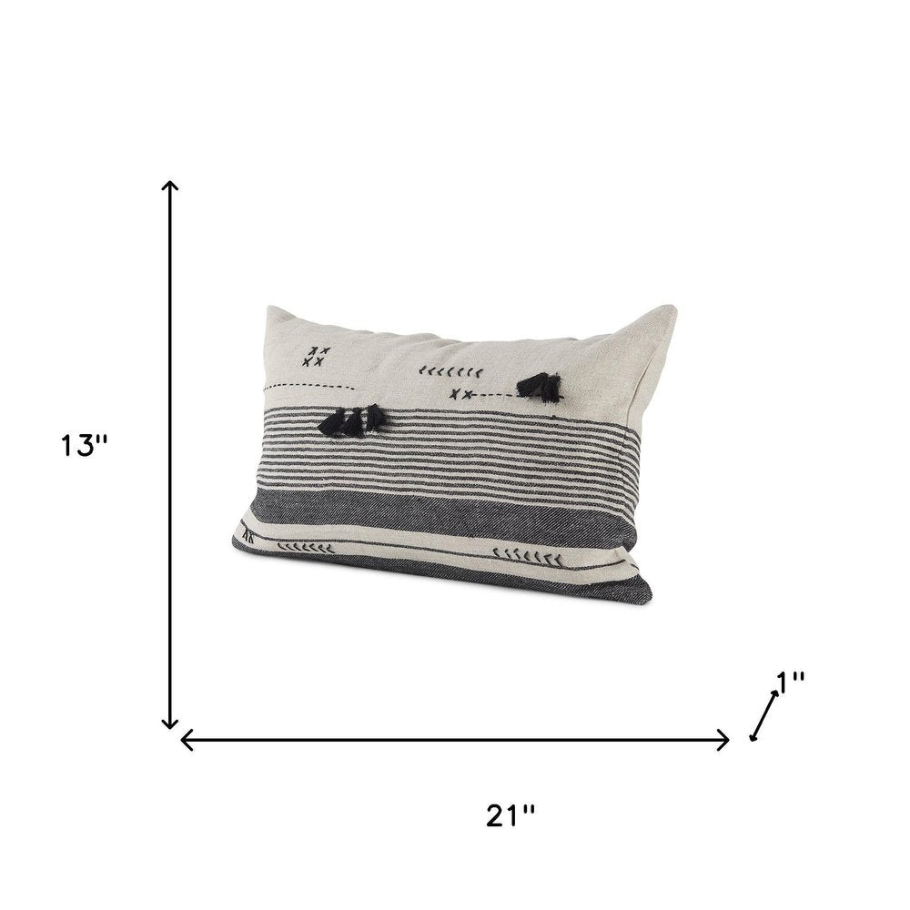 Light Gray Detailed Lumbar Throw Pillow Cover