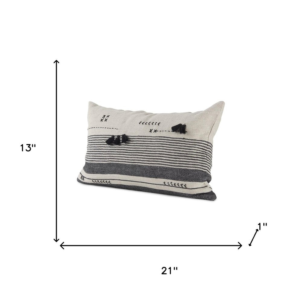 Light Gray Detailed Lumbar Throw Pillow Cover