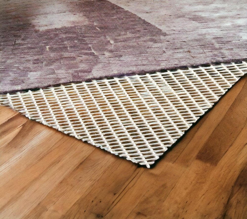 6' x 9' Ivory Striped Weave Non Slip Rug Pad
