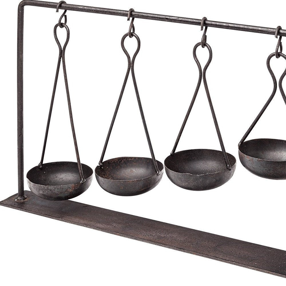 19" Charcoal Metal Vintage Spice Rack Tabletop Sculpture