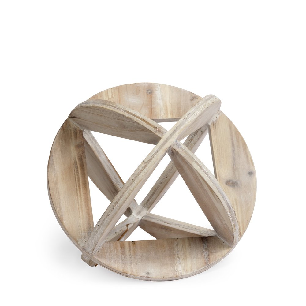 5" Natural Solid Wood Orb Decorative Orb Tabletop Sculpture