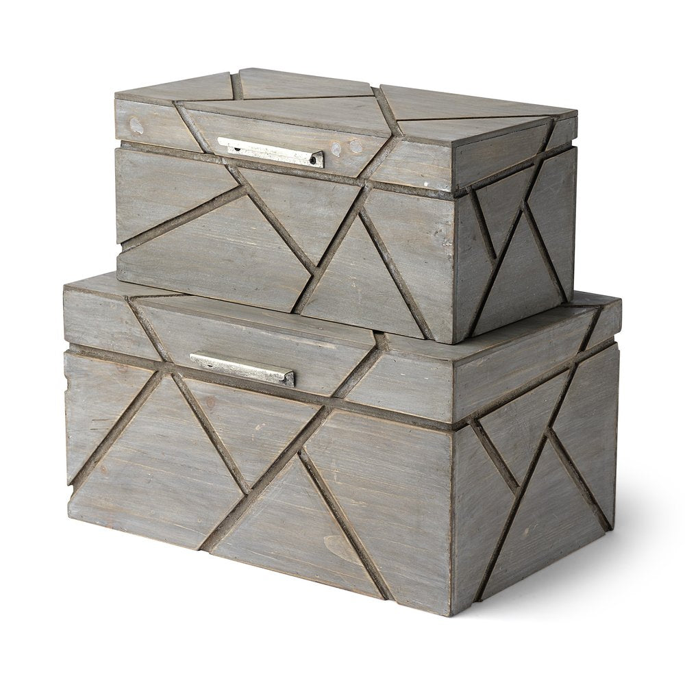 11" Gray Solid Wood Desk Organizer
