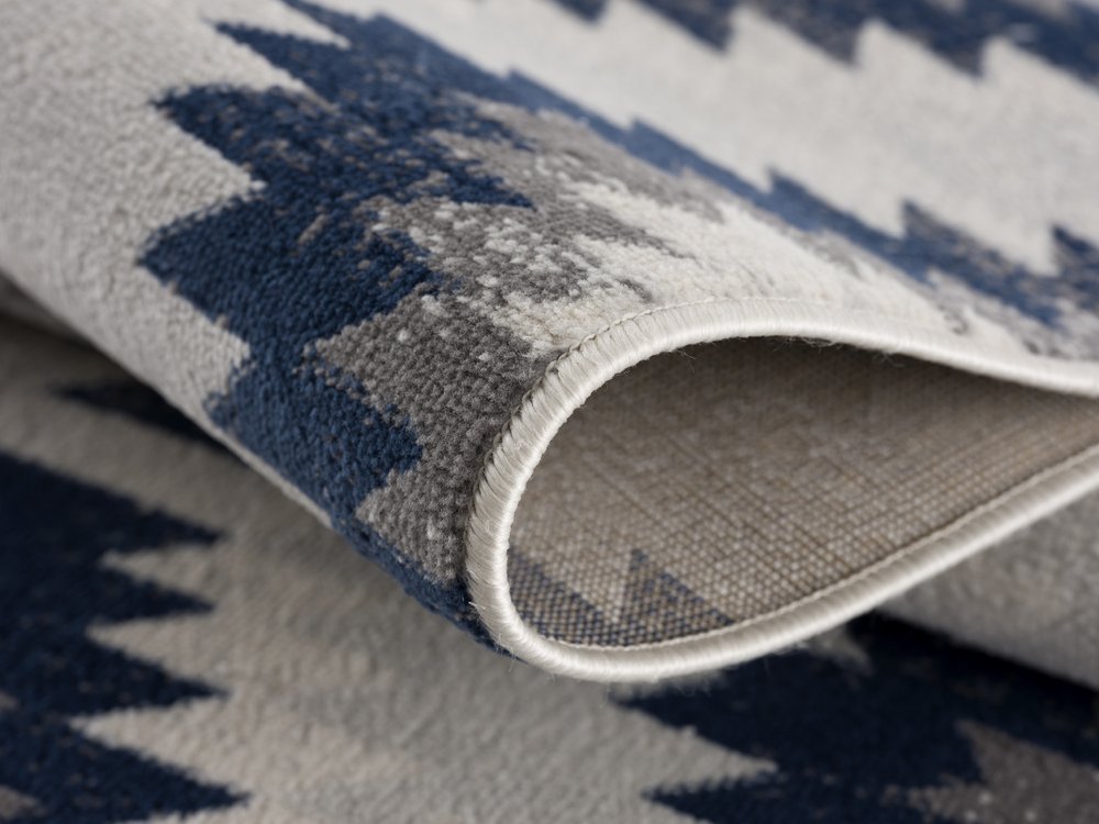 8' Blue Ikat Kilim Runner Rug