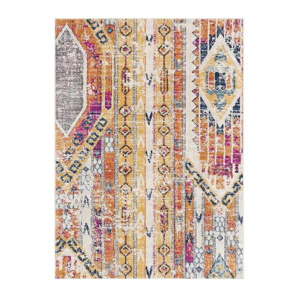 10' Gold And Ivory Southwestern Runner Rug