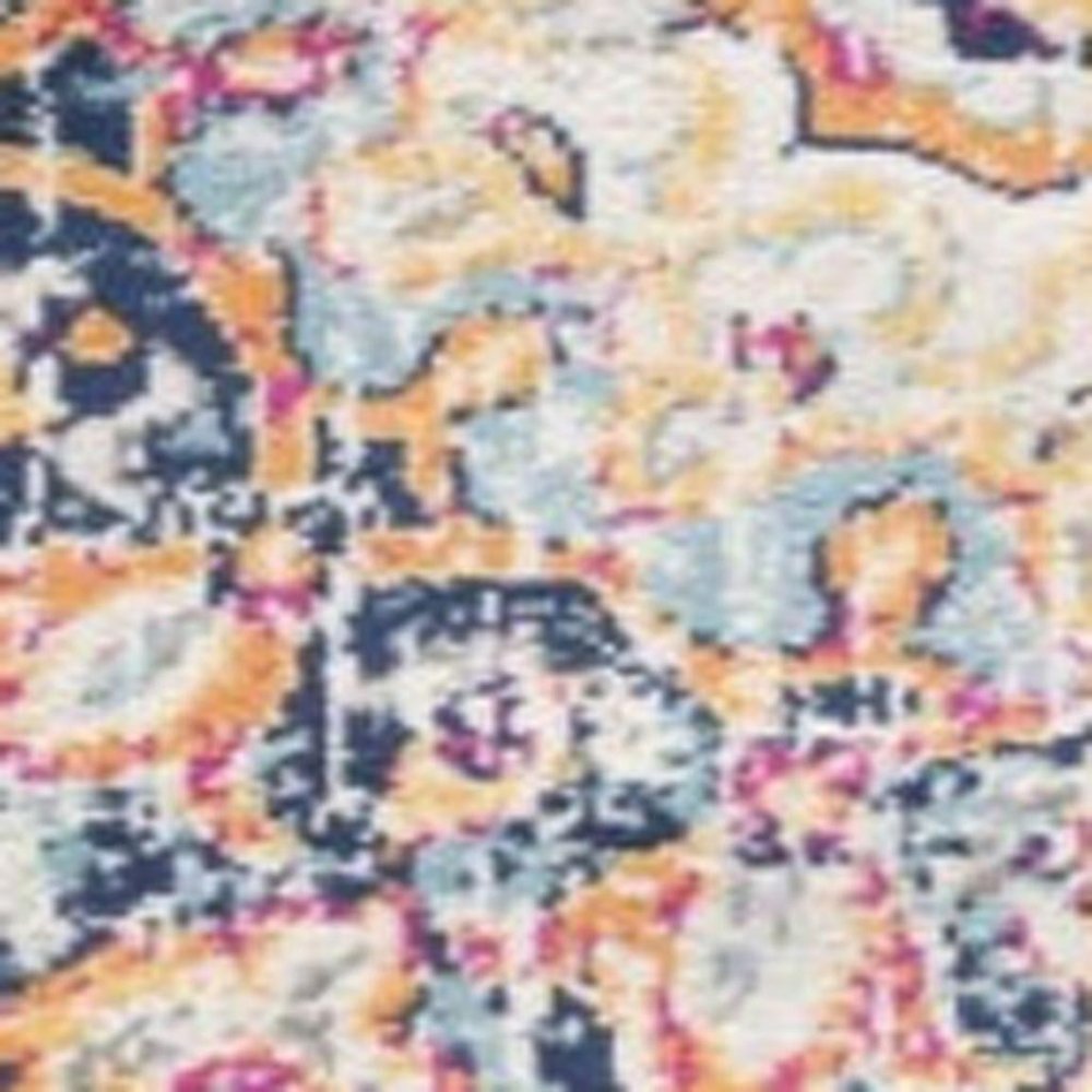 10' Blue And Beige Medallion Runner Rug