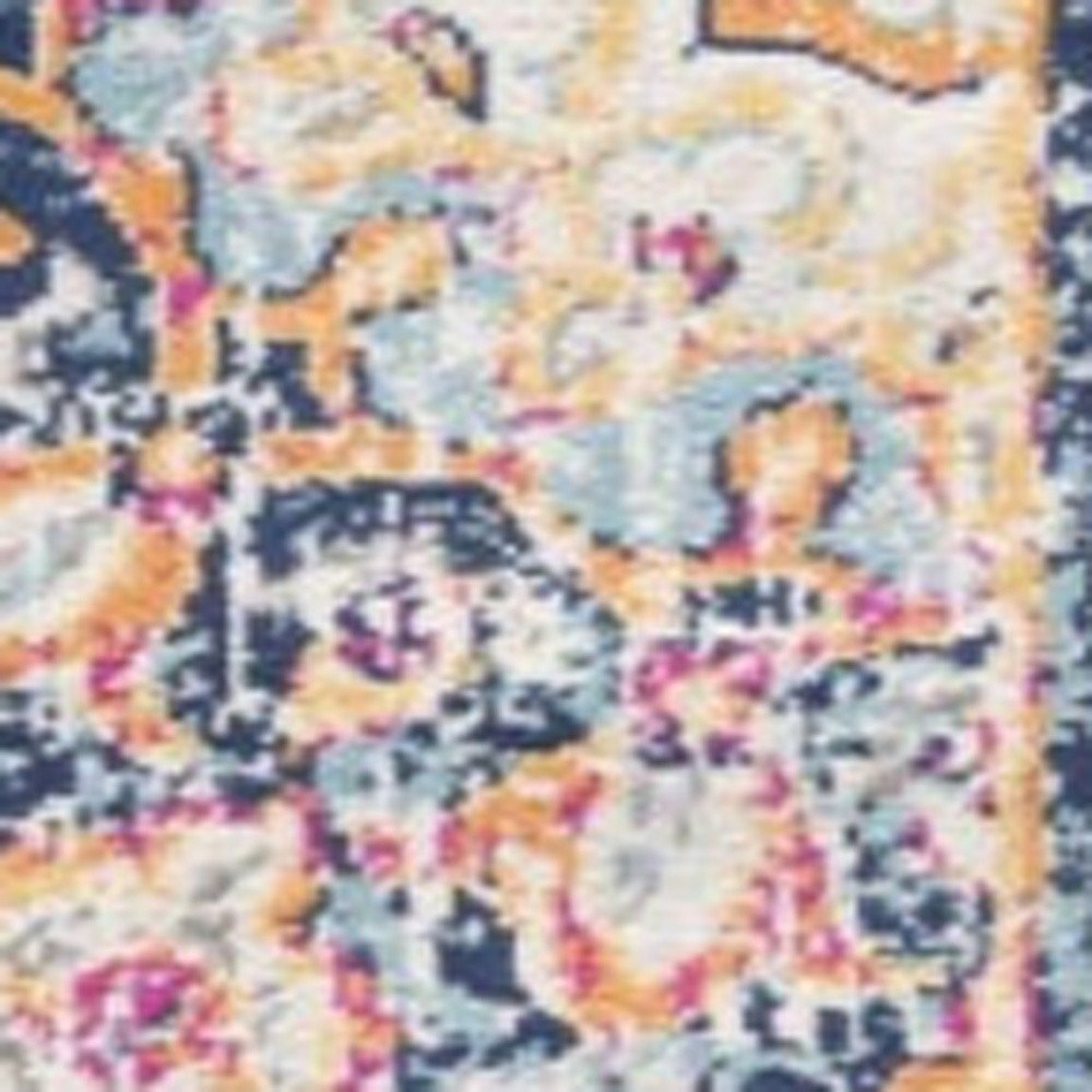 10' Blue And Beige Medallion Runner Rug
